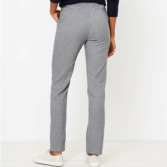 🆕 EUC LOFT High Waist Straight Leg Houndstooth grey and blue pants - Picture 5 of 14